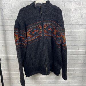 Sherpa Adventure Wool Full Zip Aztec Cardigan Sweater XXL Cabincore Grandpa Boho